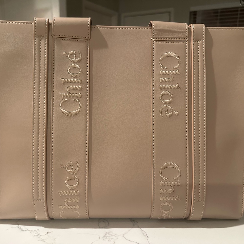 Large Chloé Woody Leather Tote Beige/Nude - New Without Tags